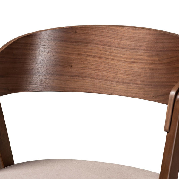 Baxton Studio Baxton Studio 5-Piece Mid-Century Modern Dining Set with Beige Upholstered Chairs & Walnut Table WM1900B-Latte/Walnut-5PC Dining Set