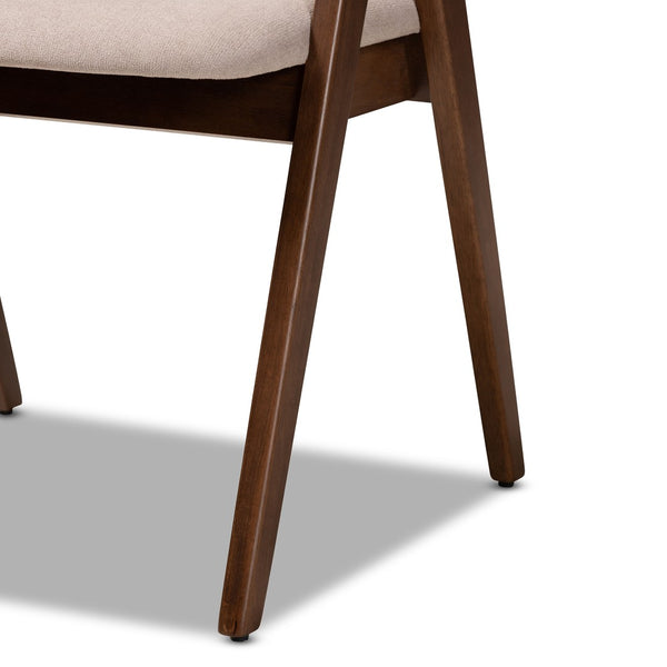 Baxton Studio Baxton Studio 5-Piece Mid-Century Modern Dining Set with Beige Upholstered Chairs & Walnut Table WM1900B-Latte/Walnut-5PC Dining Set