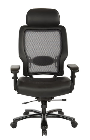 OSP Home Furnishings Executive Big and Tall Ergonomic Office Chair with Mesh Back and Bonded Leather Seat 63-E37A773HL