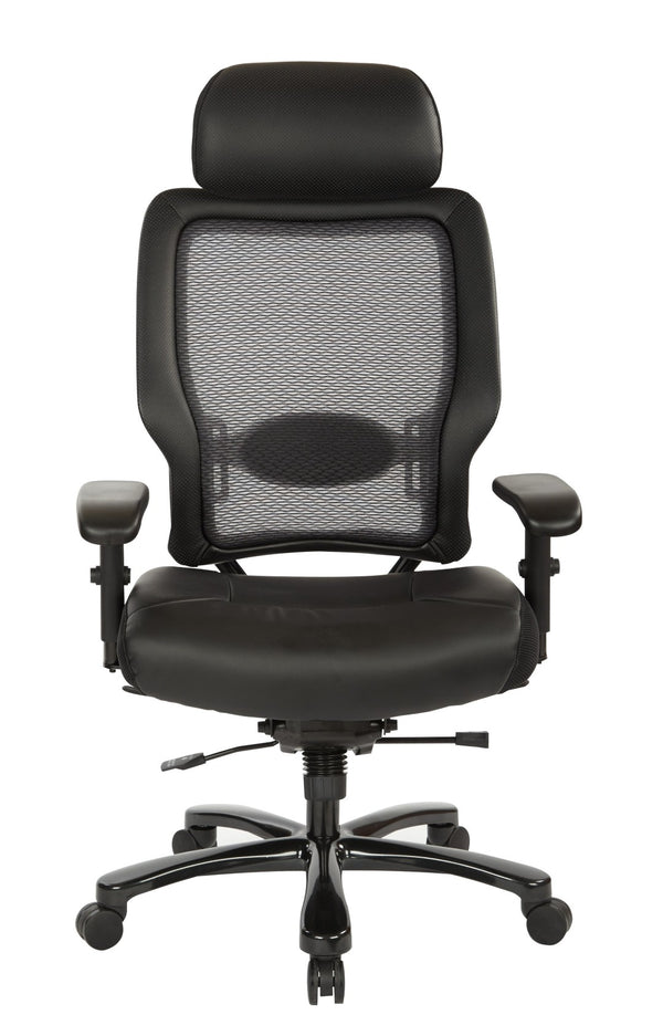 OSP Home Furnishings Executive Big and Tall Ergonomic Office Chair with Mesh Back and Bonded Leather Seat 63-E37A773HL