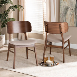 Baxton Studio Baxton Studio Alston Mid-Century Dining Chair Set - Beige Upholstered with Walnut Wood Finish, 2-Piece WM1892B-Latte/Walnut-DC