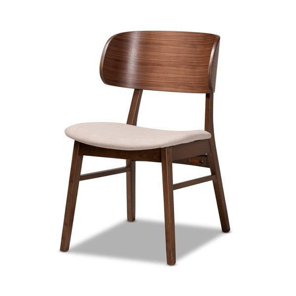 Baxton Studio Baxton Studio Alston 5-Piece Mid-Century Modern Dining Set in Beige Fabric & Walnut Finish WM1892B-Latte/Walnut-5PC Dining Set