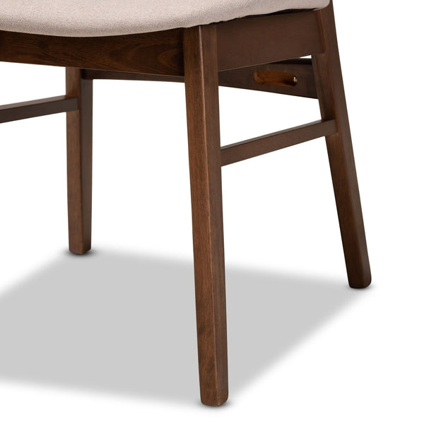 Baxton Studio Baxton Studio Alston 5-Piece Mid-Century Modern Dining Set in Beige Fabric & Walnut Finish WM1892B-Latte/Walnut-5PC Dining Set