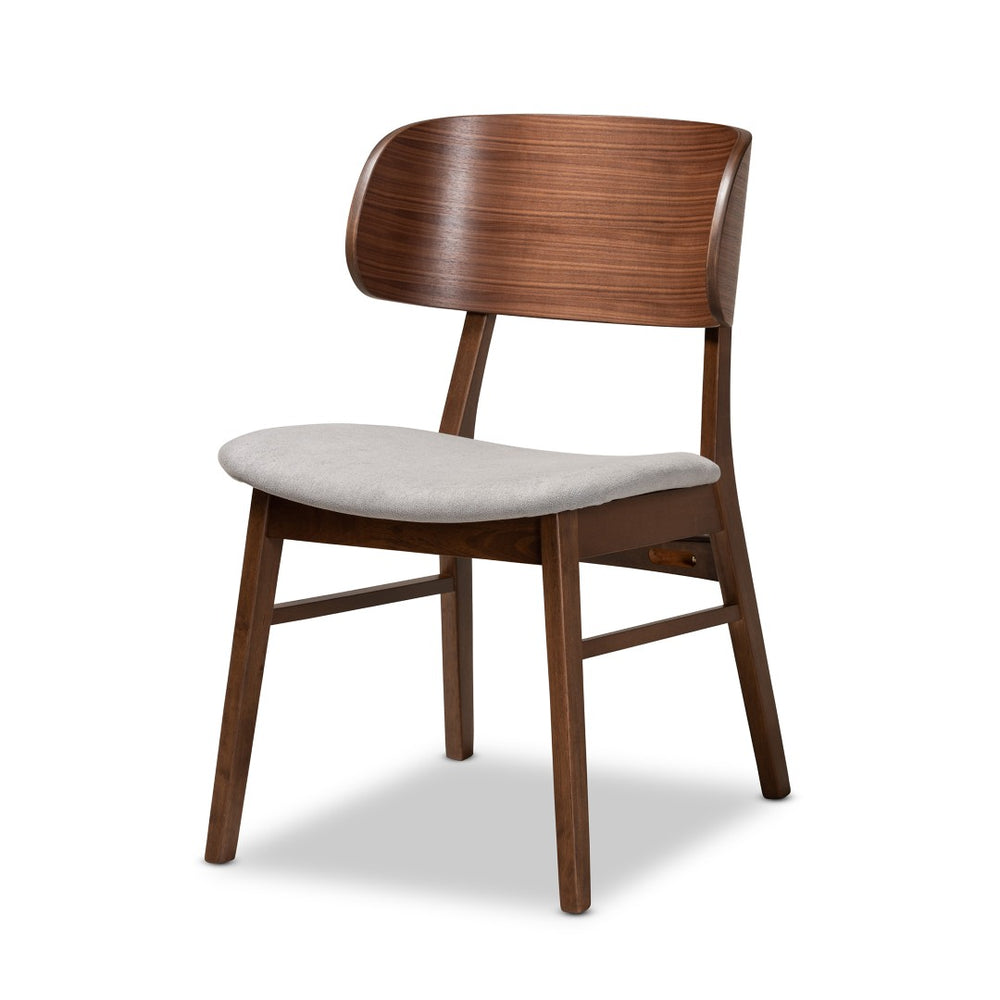 Baxton Studio Baxton Alston 5-Piece Mid-Century Modern Dining Set in Grey Fabric with Walnut Brown Finish WM1892B-Smoke/Walnut-5PC Dining Set