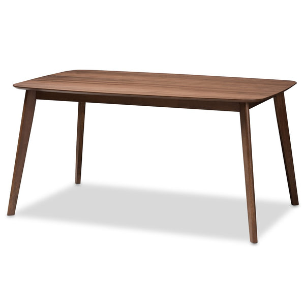 Baxton Studio Baxton Alston 5-Piece Mid-Century Modern Dining Set in Grey Fabric with Walnut Brown Finish WM1892B-Smoke/Walnut-5PC Dining Set