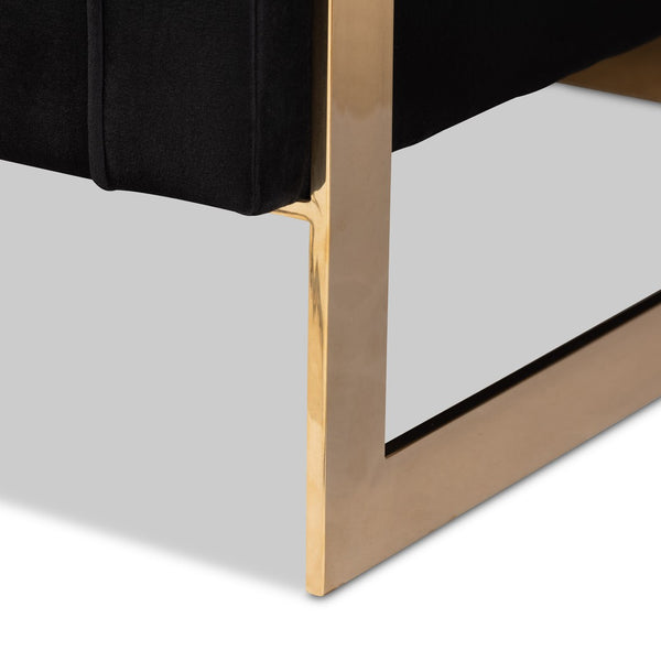 Baxton Studio Baxton Studio Ambra Luxe Black Velvet Sofa with Gold Frame - Chic Comfort for Modern Living Rooms TSF-5507-Black/Gold-SF