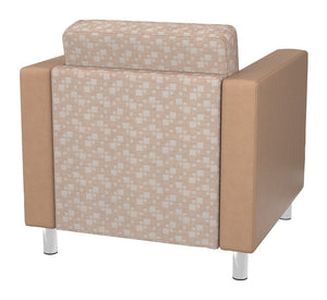 OSP Home Furnishings Pacific Club Armchair with Vinyl Upholstery and Chrome Legs for Modern Living Rooms Birch PAC51-K106/R104