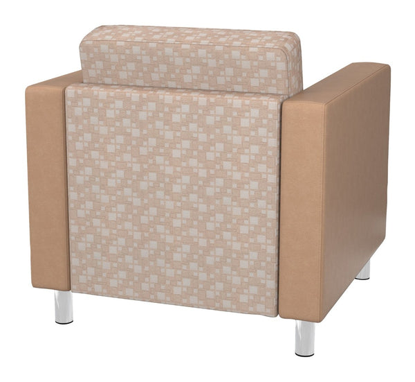 OSP Home Furnishings Pacific Club Armchair with Vinyl Upholstery and Chrome Legs for Modern Living Rooms Birch PAC51-K106/R104