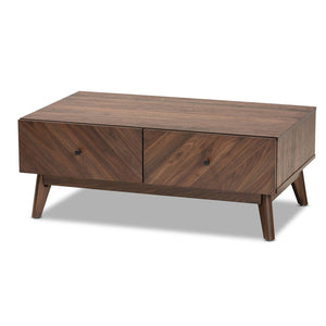 Baxton Studio Baxton Studio Hartman Mid-Century Modern Coffee Table with Walnut Finish, Drawers & Open Shelf LV23CFT23140WI-Columbia-CT
