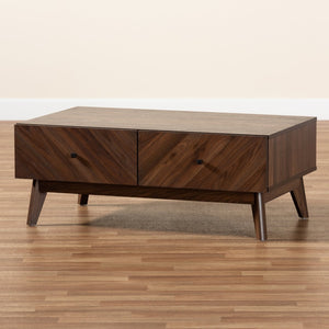 Baxton Studio Baxton Studio Hartman Mid-Century Modern Coffee Table with Walnut Finish, Drawers & Open Shelf LV23CFT23140WI-Columbia-CT