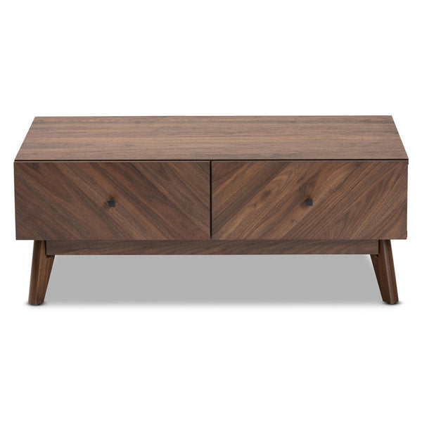 Baxton Studio Baxton Studio Hartman Mid-Century Modern Coffee Table with Walnut Finish, Drawers & Open Shelf LV23CFT23140WI-Columbia-CT