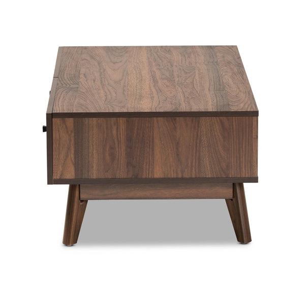 Baxton Studio Baxton Studio Hartman Mid-Century Modern Coffee Table with Walnut Finish, Drawers & Open Shelf LV23CFT23140WI-Columbia-CT