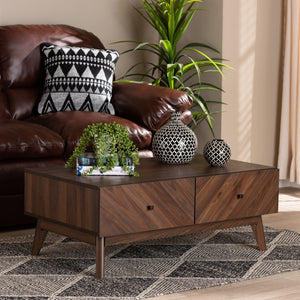 Baxton Studio Baxton Studio Hartman Mid-Century Modern Coffee Table with Walnut Finish, Drawers & Open Shelf LV23CFT23140WI-Columbia-CT