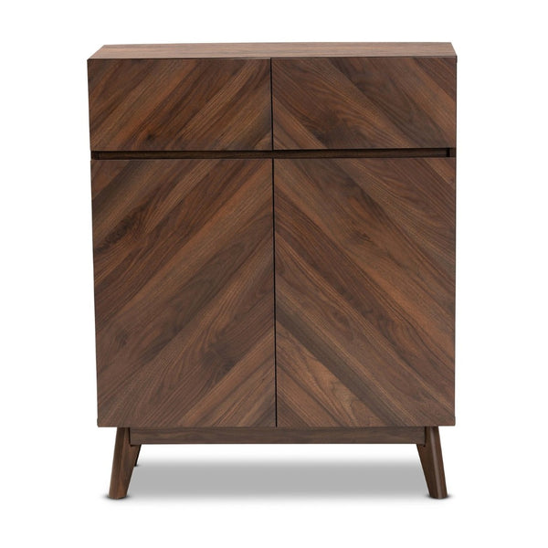 Baxton Studio Baxton Studio Hartman Mid-Century Walnut Shoe Cabinet with Storage Drawers for Stylish Entryways LV23SC23150WI-Columbia-Shoe Cabinet