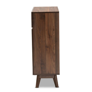 Baxton Studio Baxton Studio Hartman Mid-Century Walnut Shoe Cabinet with Storage Drawers for Stylish Entryways LV23SC23150WI-Columbia-Shoe Cabinet