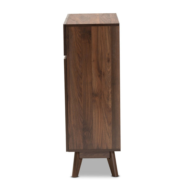 Baxton Studio Baxton Studio Hartman Mid-Century Walnut Shoe Cabinet with Storage Drawers for Stylish Entryways LV23SC23150WI-Columbia-Shoe Cabinet