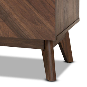 Baxton Studio Baxton Studio Hartman Mid-Century Walnut Shoe Cabinet with Storage Drawers for Stylish Entryways LV23SC23150WI-Columbia-Shoe Cabinet