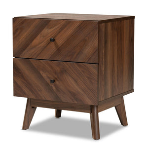 Baxton Studio Baxton Studio Hartman Mid-Century Modern 2-Drawer Nightstand in Warm Walnut - Stylish Storage Solution LV23ST2324WI-Columbia-NS