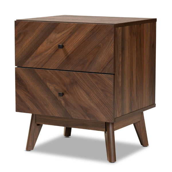 Baxton Studio Baxton Studio Hartman Mid-Century Modern 2-Drawer Nightstand in Warm Walnut - Stylish Storage Solution LV23ST2324WI-Columbia-NS