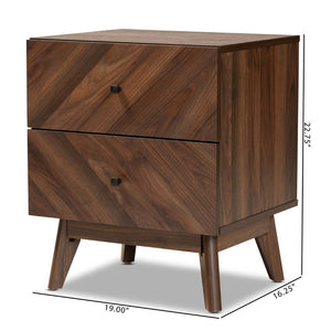 Baxton Studio Baxton Studio Hartman Mid-Century Modern 2-Drawer Nightstand in Warm Walnut - Stylish Storage Solution LV23ST2324WI-Columbia-NS