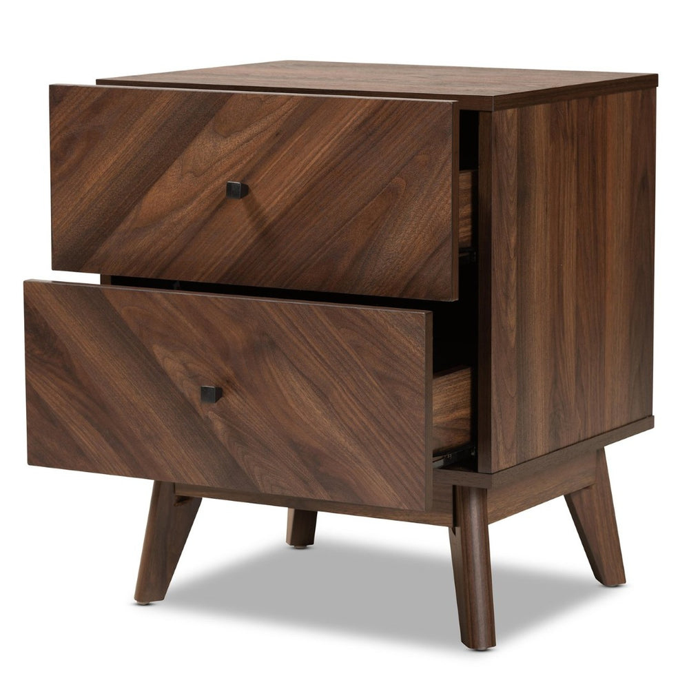 Baxton Studio Baxton Studio Hartman Mid-Century Modern 2-Drawer Nightstand in Warm Walnut - Stylish Storage Solution LV23ST2324WI-Columbia-NS