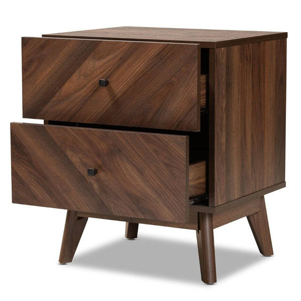 Baxton Studio Baxton Studio Hartman Mid-Century Modern 2-Drawer Nightstand in Warm Walnut - Stylish Storage Solution LV23ST2324WI-Columbia-NS