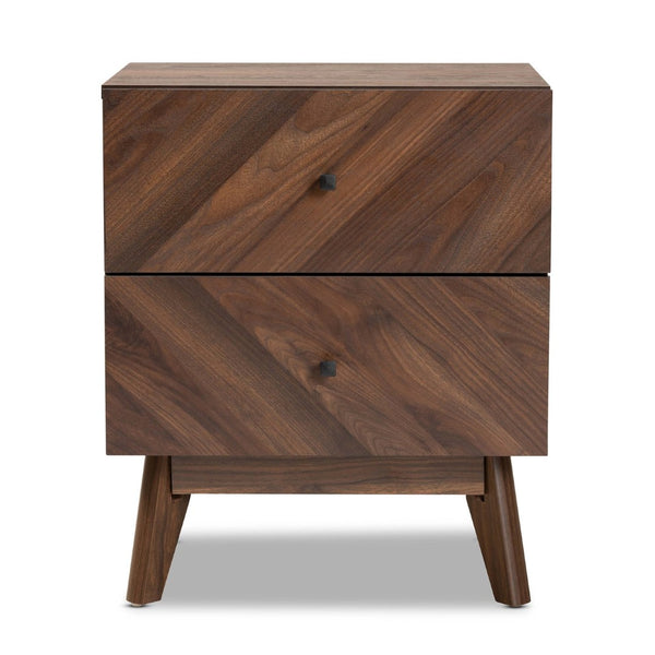Baxton Studio Baxton Studio Hartman Mid-Century Modern 2-Drawer Nightstand in Warm Walnut - Stylish Storage Solution LV23ST2324WI-Columbia-NS