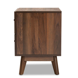 Baxton Studio Baxton Studio Hartman Mid-Century Modern 2-Drawer Nightstand in Warm Walnut - Stylish Storage Solution LV23ST2324WI-Columbia-NS