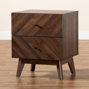 Baxton Studio Baxton Studio Hartman Mid-Century Modern 2-Drawer Nightstand in Warm Walnut - Stylish Storage Solution LV23ST2324WI-Columbia-NS