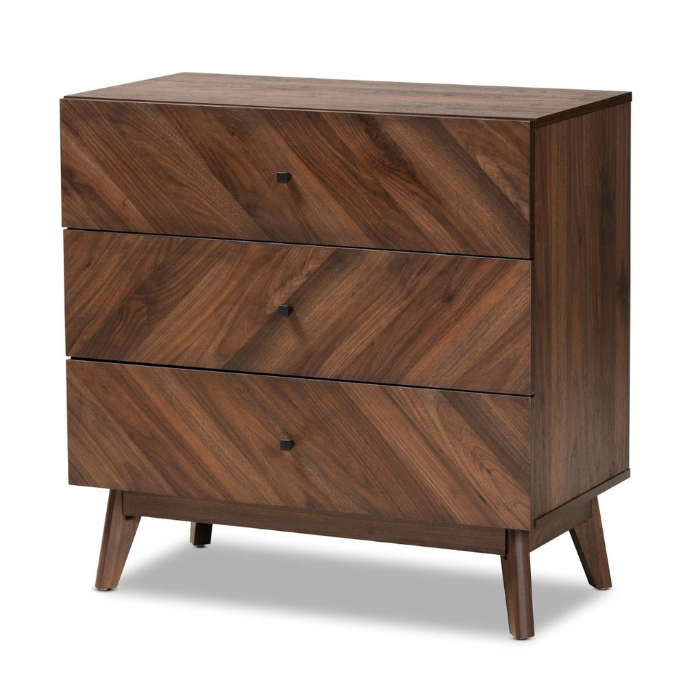 Baxton Studio Baxton Studio Hartman Mid-Century Modern Storage Chest in Walnut Brown for Stylish Bedrooms 3-Drawer LV23COD23230WI-Columbia-3DW-Chest