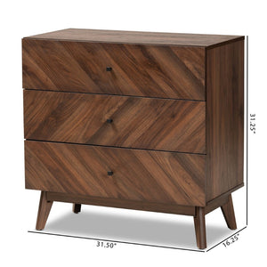 Baxton Studio Baxton Studio Hartman Mid-Century Modern Storage Chest in Walnut Brown for Stylish Bedrooms 3-Drawer LV23COD23230WI-Columbia-3DW-Chest