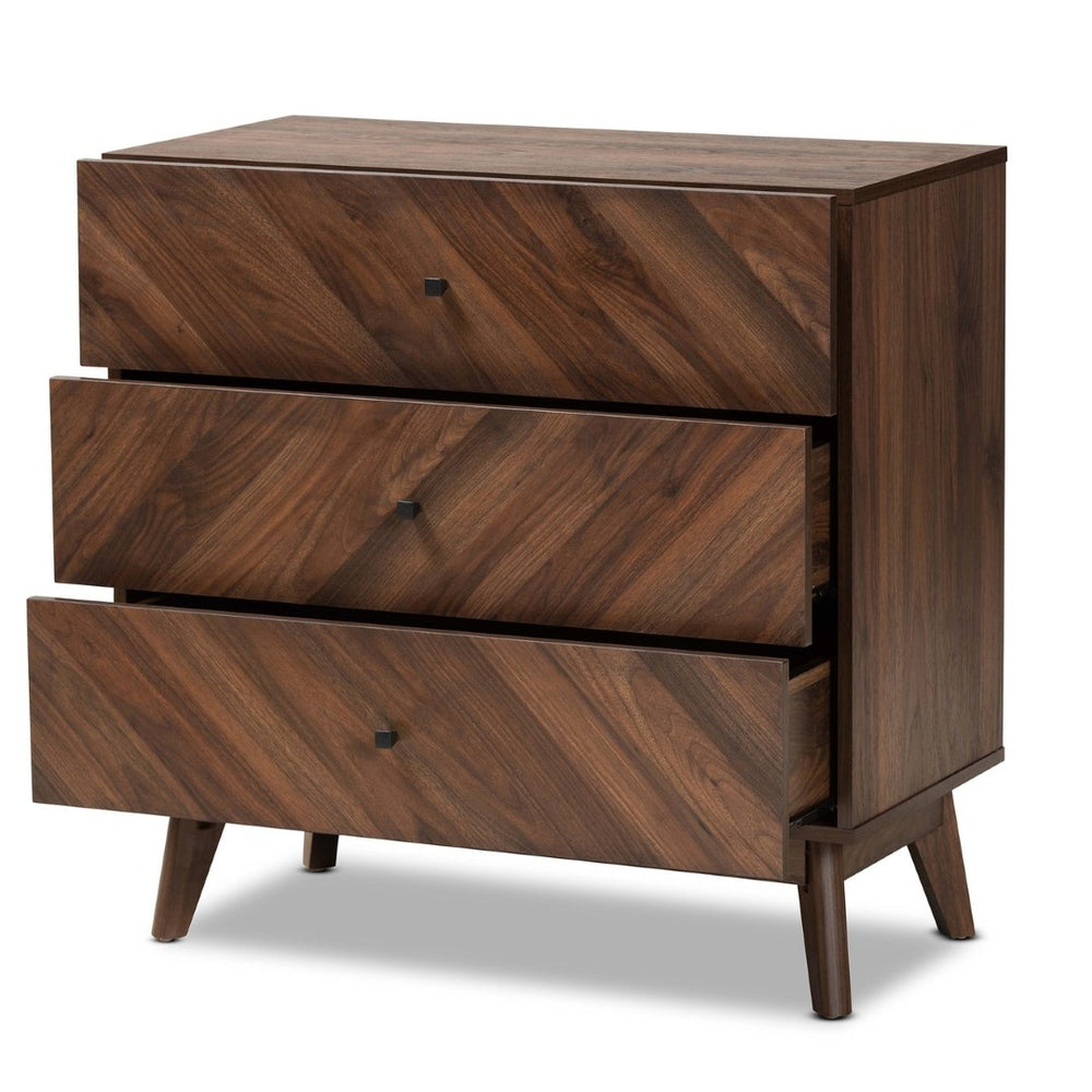 Baxton Studio Baxton Studio Hartman Mid-Century Modern Storage Chest in Walnut Brown for Stylish Bedrooms 3-Drawer LV23COD23230WI-Columbia-3DW-Chest
