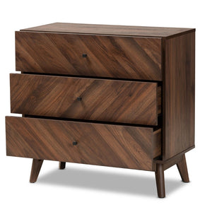 Baxton Studio Baxton Studio Hartman Mid-Century Modern Storage Chest in Walnut Brown for Stylish Bedrooms 3-Drawer LV23COD23230WI-Columbia-3DW-Chest
