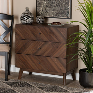Baxton Studio Baxton Studio Hartman Mid-Century Modern Storage Chest in Walnut Brown for Stylish Bedrooms 3-Drawer LV23COD23230WI-Columbia-3DW-Chest