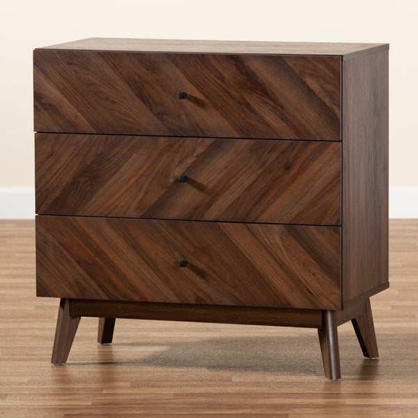Baxton Studio Baxton Studio Hartman Mid-Century Modern Storage Chest in Walnut Brown for Stylish Bedrooms 3-Drawer LV23COD23230WI-Columbia-3DW-Chest