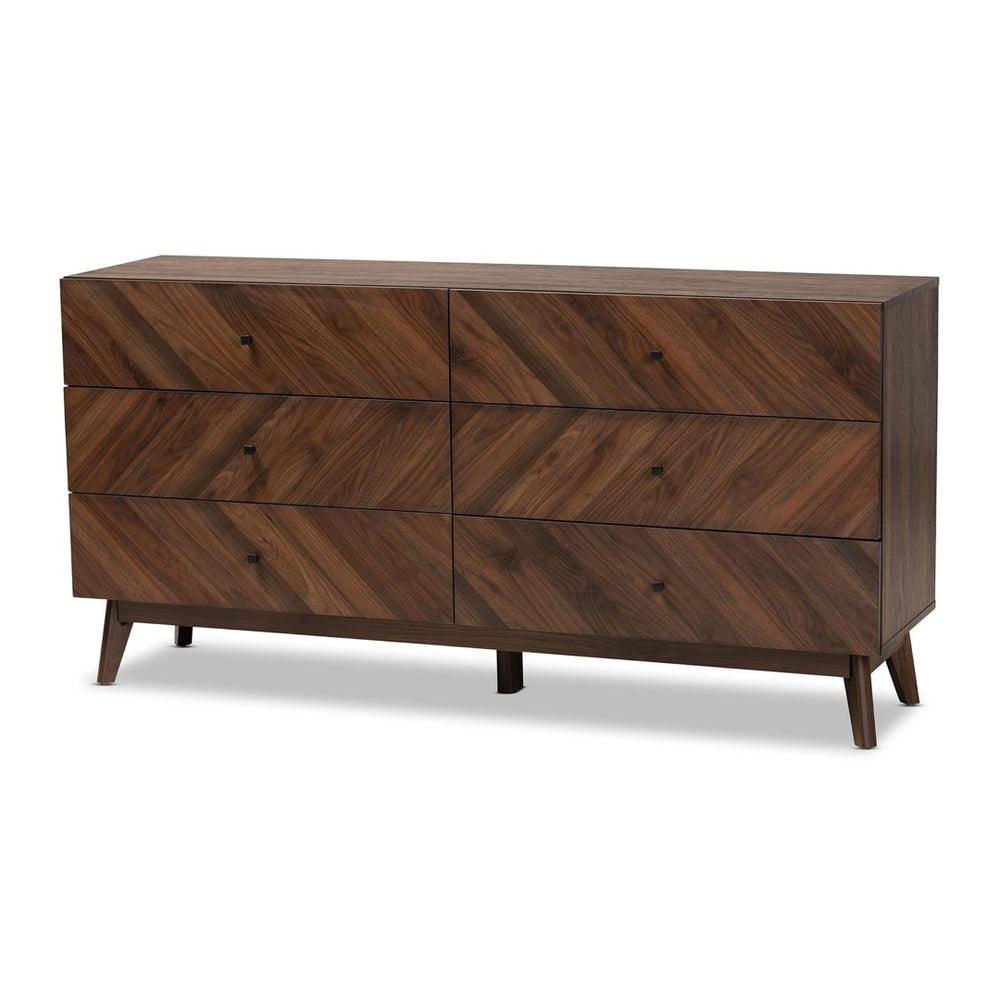 Baxton Studio Baxton Studio Hartman 6-Drawer Dresser in Walnut Brown - Stylish Mid-Century Storage Solution! LV23COD23232WI-Columbia-6DW-Dresser