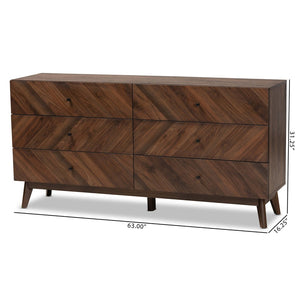 Baxton Studio Baxton Studio Hartman 6-Drawer Dresser in Walnut Brown - Stylish Mid-Century Storage Solution! LV23COD23232WI-Columbia-6DW-Dresser