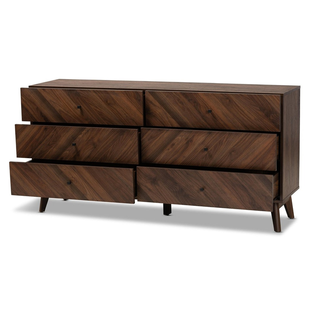 Baxton Studio Baxton Studio Hartman 6-Drawer Dresser in Walnut Brown - Stylish Mid-Century Storage Solution! LV23COD23232WI-Columbia-6DW-Dresser