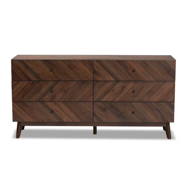 Baxton Studio Baxton Studio Hartman 6-Drawer Dresser in Walnut Brown - Stylish Mid-Century Storage Solution! LV23COD23232WI-Columbia-6DW-Dresser