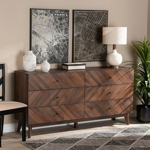 Baxton Studio Baxton Studio Hartman 6-Drawer Dresser in Walnut Brown - Stylish Mid-Century Storage Solution! LV23COD23232WI-Columbia-6DW-Dresser