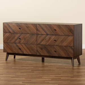 Baxton Studio Baxton Studio Hartman 6-Drawer Dresser in Walnut Brown - Stylish Mid-Century Storage Solution! LV23COD23232WI-Columbia-6DW-Dresser