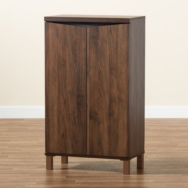 Baxton Studio Baxton Studio Modern Two-Tone Shoe Storage Cabinet in Walnut Brown & Dark Grey - Stylish & Functional SESC70210WI-Columbia/Dark Grey-Shoe Cabinet