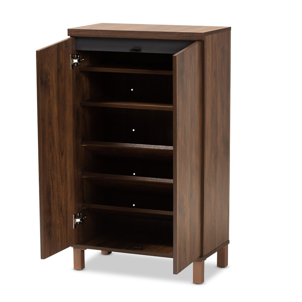 Baxton Studio Baxton Studio Modern Two-Tone Shoe Storage Cabinet in Walnut Brown & Dark Grey - Stylish & Functional SESC70210WI-Columbia/Dark Grey-Shoe Cabinet