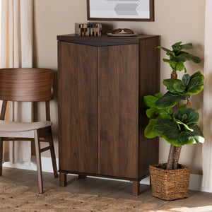 Baxton Studio Baxton Studio Modern Two-Tone Shoe Storage Cabinet in Walnut Brown & Dark Grey - Stylish & Functional SESC70210WI-Columbia/Dark Grey-Shoe Cabinet