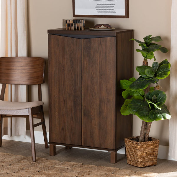 Baxton Studio Baxton Studio Modern Two-Tone Shoe Storage Cabinet in Walnut Brown & Dark Grey - Stylish & Functional SESC70210WI-Columbia/Dark Grey-Shoe Cabinet
