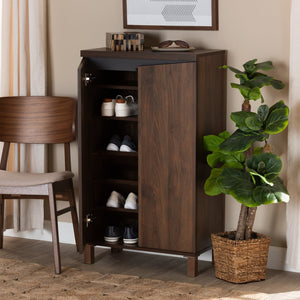 Baxton Studio Baxton Studio Modern Two-Tone Shoe Storage Cabinet in Walnut Brown & Dark Grey - Stylish & Functional SESC70210WI-Columbia/Dark Grey-Shoe Cabinet