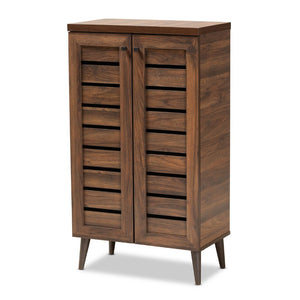 Baxton Studio Baxton Studio Salma Modern Walnut Brown Shoe Storage Cabinet – Stylish, Space-Saving Design for Entryways SESC70180WI-Columbia-Shoe Cabinet