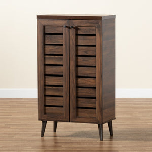 Baxton Studio Baxton Studio Salma Modern Walnut Brown Shoe Storage Cabinet – Stylish, Space-Saving Design for Entryways SESC70180WI-Columbia-Shoe Cabinet