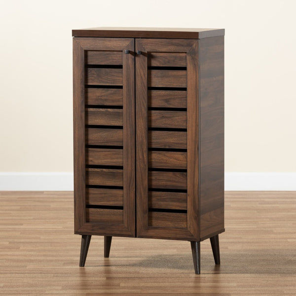 Baxton Studio Baxton Studio Salma Modern Walnut Brown Shoe Storage Cabinet – Stylish, Space-Saving Design for Entryways SESC70180WI-Columbia-Shoe Cabinet