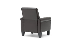 English Elm Vineland High Back Faux Leather Accent Chair with Tailored Piping for Modern Living Dark Brown B078P497924